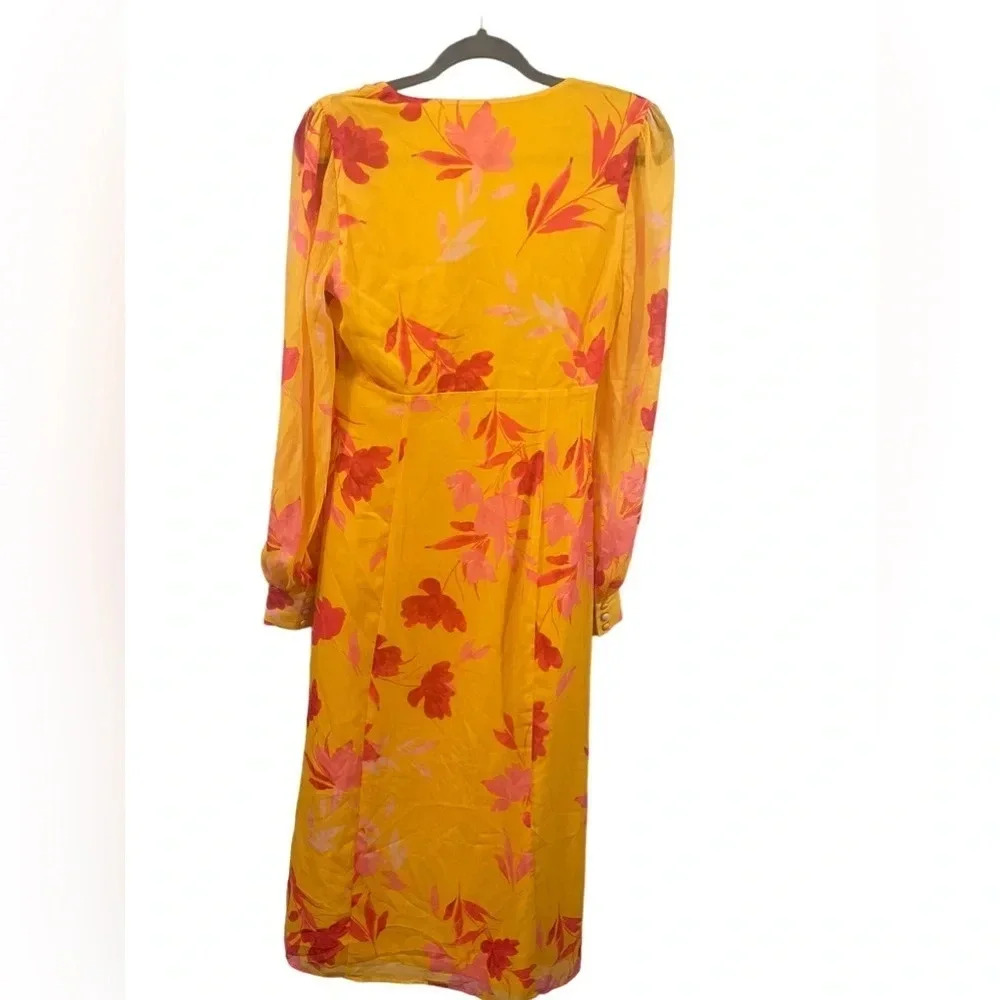 Song Of Style Kofi Midi Dress Yellow Floral Long Sleeve Button Front Nwt S — image 3 of 3